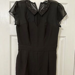 Forever21 Black Mesh Romper with Bejeweled Detail on Collar.
